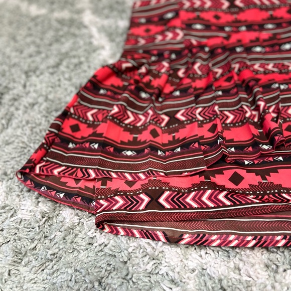 VOLCOM ❤️🤎🖤pleated skater dress tribal <<arrow pattern>> FALL COLOR palette🍁 - Picture 9 of 14